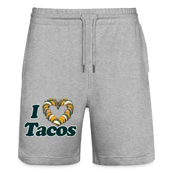Ich liebe Tacos Herz - Stanley/Stella Unisex Bio Joggingshorts Trainer  - Grau meliert - Vorne - Nik (191cm) & Marisol (170cm)