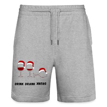 Drink Drank Drunk – Ugly Christmas Sweater Style - Stanley/Stella Unisex Bio Joggingshorts Trainer  - Grau meliert - Vorne - Nik (191cm) & Marisol (170cm)