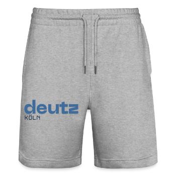 Deutz Cologne - District - Stanley/Stella Trainer Unisex Organic Jogging Shorts - heather grey - Front - Nik (191cm) & Marisol (170cm)
