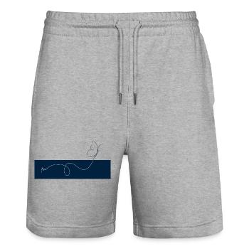 Lignes Papillon sur Bleu Nuit - Short de jogging bio TRAINER Stanley/Stella unisexe - gris chiné - Devant - Nik (191cm) & Marisol (170cm)