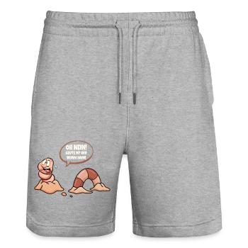 Oh nein! Heute ist der Wurm drin! - Stanley/Stella Unisex Bio Joggingshorts Trainer  - Grau meliert - Vorne - Nik (191cm) & Marisol (170cm)