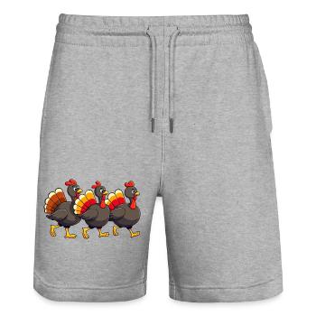 Bébé dinde de Thanksgiving - Short de jogging bio TRAINER Stanley/Stella unisexe - gris chiné - Devant - Nik (191cm) & Marisol (170cm)