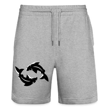 Pisces Circle Flow Emblem - Stanley/Stella Trainer Unisex Organic Jogging Shorts - heather grey - Front - Nik (191cm) & Marisol (170cm)