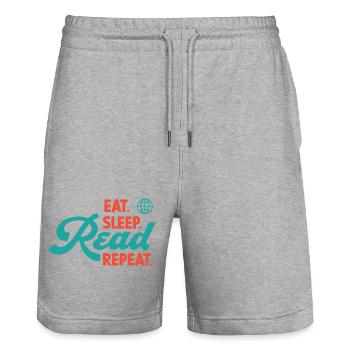 Essen Schlaf Lesen Wiederholen - Stanley/Stella Unisex Bio Joggingshorts Trainer  - Grau meliert - Vorne - Nik (191cm) & Marisol (170cm)