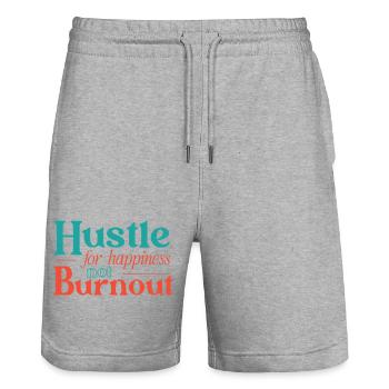 Strebe nach Glück, nicht nach Burnout. - Stanley/Stella Unisex Bio Joggingshorts Trainer  - Grau meliert - Vorne - Nik (191cm) & Marisol (170cm)