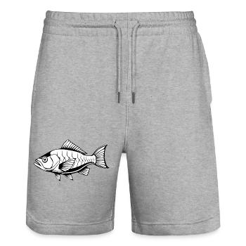 Poisson Poisson T-shirt Cadeau Pêcheur - Short de jogging bio TRAINER Stanley/Stella unisexe - gris chiné - Devant - Nik (191cm) & Marisol (170cm)