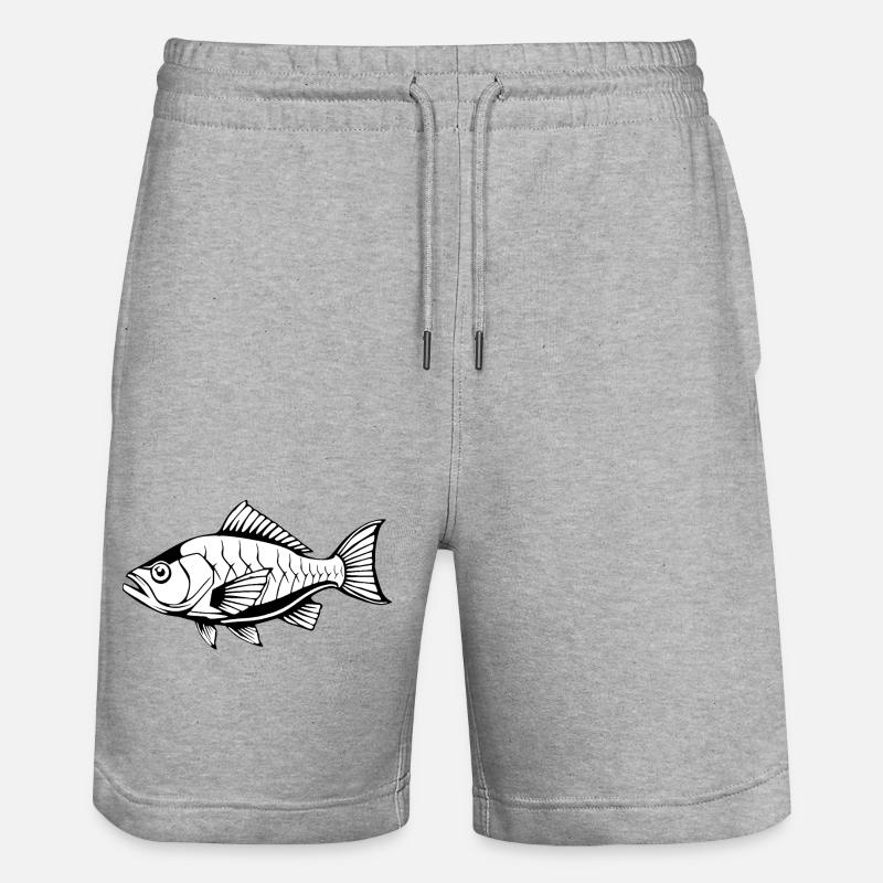 Poisson Poisson T-shirt Cadeau Pêcheur - Short de jogging bio TRAINER Stanley/Stella unisexe - gris chiné