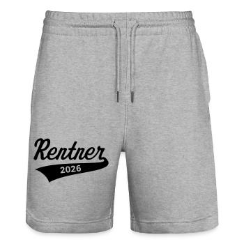 Rentner 2026 (Rente / Ruhestand / Black) - Stanley/Stella Unisex Bio Joggingshorts Trainer  - Grau meliert - Vorne - Nik (191cm) & Marisol (170cm)