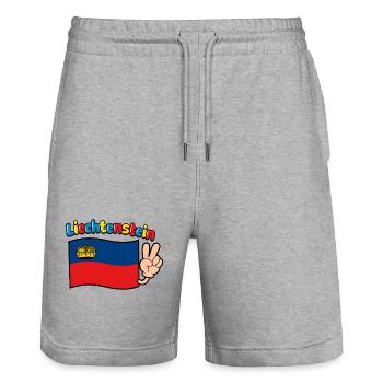 Liechtenstein Flagge - Stanley/Stella Unisex Bio Joggingshorts Trainer  - Grau meliert - Vorne - Nik (191cm) & Marisol (170cm)