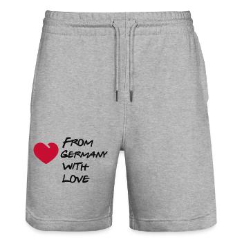 Mit Liebe aus Deutschland - Stanley/Stella Unisex Bio Joggingshorts Trainer  - Grau meliert - Vorne - Nik (191cm) & Marisol (170cm)