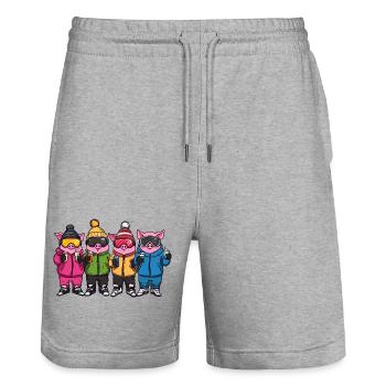 L’équipe de ski de Schweine Pistensau - Short de jogging bio TRAINER Stanley/Stella unisexe - gris chiné - Devant - Nik (191cm) & Marisol (170cm)