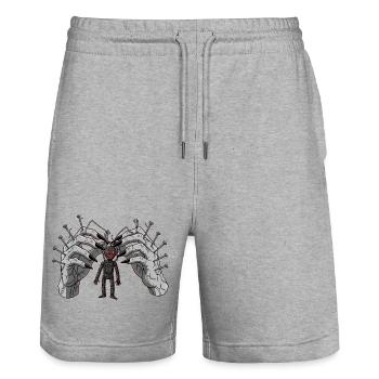 Demonic Hands Puppet Show Horror Gothic - Stanley/Stella Trainer Unisex Organic Jogging Shorts - heather grey - Front - Nik (191cm) & Marisol (170cm)