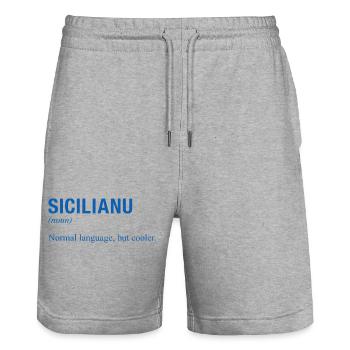 Sicilian language Sizilianisch - Stanley/Stella Trainer Unisex Organic Jogging Shorts - heather grey - Front - Nik (191cm) & Marisol (170cm)