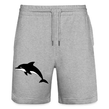 Dolphin Dolphins T-shirt Gift - Stanley/Stella Trainer Unisex Organic Jogging Shorts - heather grey - Front - Nik (191cm) & Marisol (170cm)
