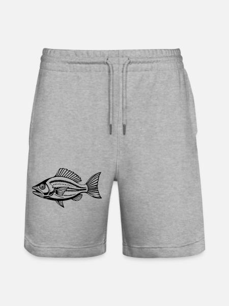 Fisch Angler T-shirt Geschenk Angler - Stanley/Stella Unisex Bio Joggingshorts Trainer  - Grau meliert