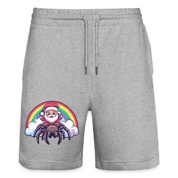 Tarentule Père Noël - Short de jogging bio TRAINER Stanley/Stella unisexe - gris chiné - Devant - Nik (191cm) & Marisol (170cm)