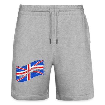 England Flag - Stanley/Stella Trainer Unisex Organic Jogging Shorts - heather grey - Front - Nik (191cm) & Marisol (170cm)