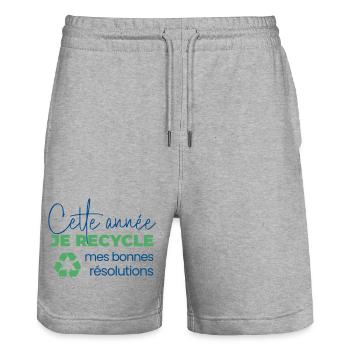 Cette année je recycle mes bonne résolutions - Short de jogging bio TRAINER Stanley/Stella unisexe - gris chiné - Devant - Nik (191cm) & Marisol (170cm)