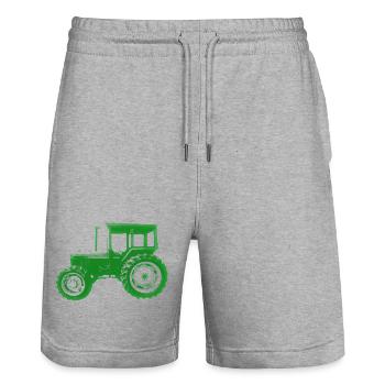 tractor - Stanley/Stella Trainer Unisex Organic Jogging Shorts - heather grey - Front - Nik (191cm) & Marisol (170cm)
