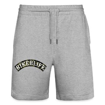 Biker_life_camouflage - Short de jogging bio TRAINER Stanley/Stella unisexe - gris chiné - Devant - Nik (191cm) & Marisol (170cm)