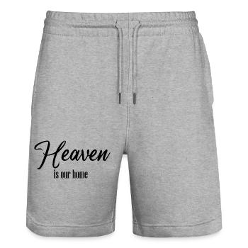 Heaven Is Our Home – Hoffnung in Christus - Stanley/Stella Unisex Bio Joggingshorts Trainer  - Grau meliert - Vorne - Nik (191cm) & Marisol (170cm)