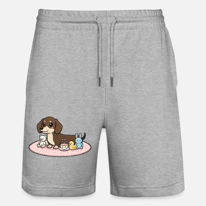 Teckel avec des peluches - Short de jogging bio TRAINER Stanley/Stella unisexe - gris chiné