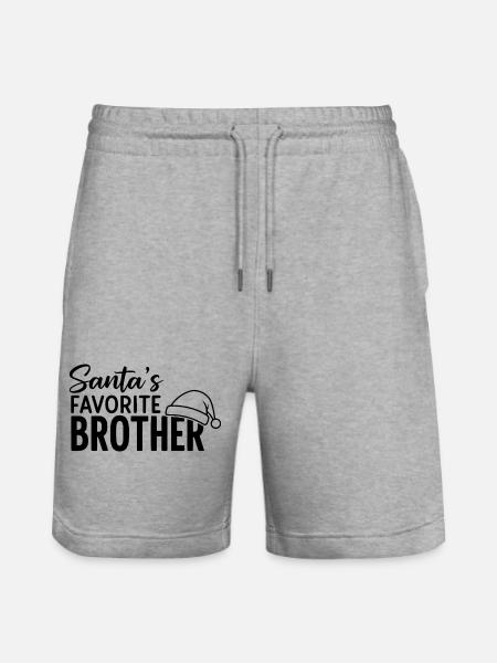 Santa's Favorite Brother - Stanley/Stella Trainer Unisex Organic Jogging Shorts - heather grey