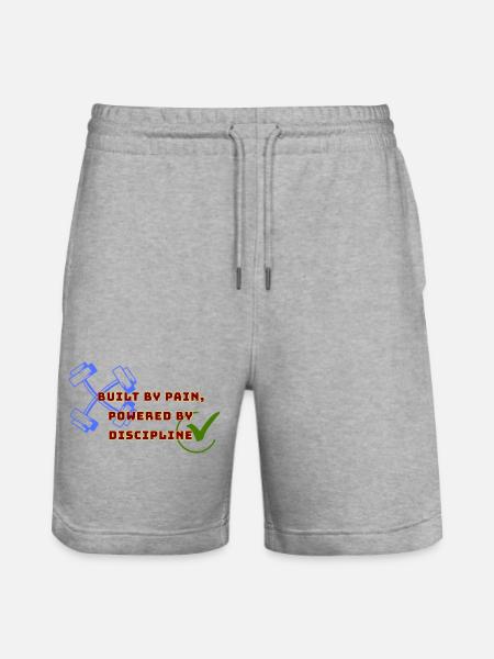 Built by Pain, Powered by Discipline - Stanley/Stella Trainer Unisex Organic Jogging Shorts - heather grey