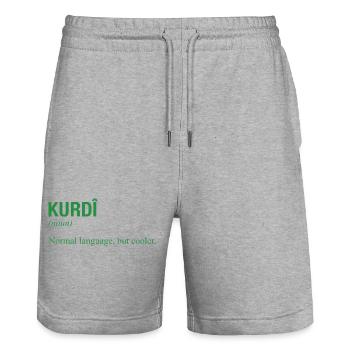 Kurdish language Kurdistan - Stanley/Stella Trainer Unisex Organic Jogging Shorts - heather grey - Front - Nik (191cm) & Marisol (170cm)