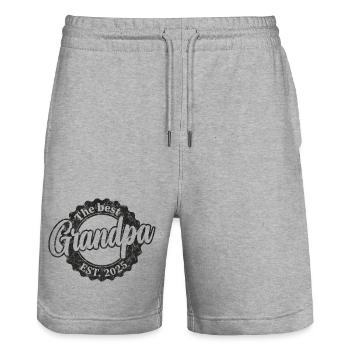 Le meilleur papy depuis 2025 - Short de jogging bio TRAINER Stanley/Stella unisexe - gris chiné - Devant - Nik (191cm) & Marisol (170cm)