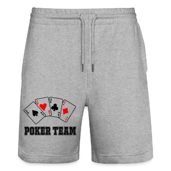Équipe de poker - Short de jogging bio TRAINER Stanley/Stella unisexe - gris chiné - Devant - Nik (191cm) & Marisol (170cm)