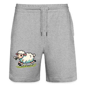 Lamb mutton in the meadow - Stanley/Stella Trainer Unisex Organic Jogging Shorts - heather grey - Front - Nik (191cm) & Marisol (170cm)