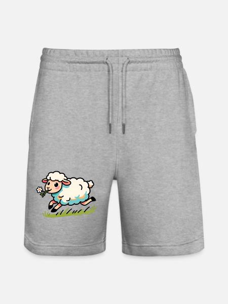 Lammhammel auf der Wiese - Stanley/Stella Unisex Bio Joggingshorts Trainer  - Grau meliert