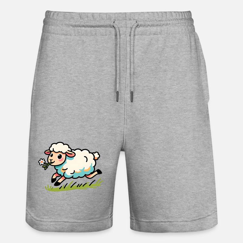 Lammhammel auf der Wiese - Stanley/Stella Unisex Bio Joggingshorts Trainer  - Grau meliert