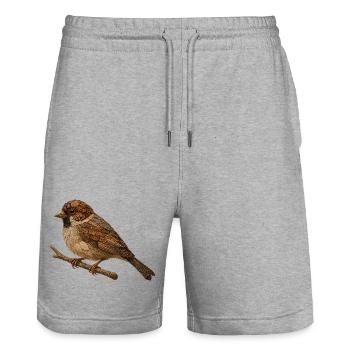 Spatz im Naturlook - Stanley/Stella Unisex Bio Joggingshorts Trainer  - Grau meliert - Vorne - Nik (191cm) & Marisol (170cm)