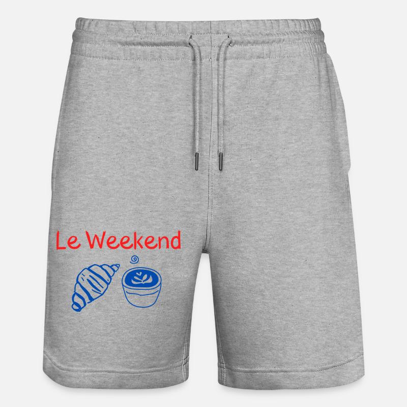Le Weekend Croissant et Café Bleu - Short de jogging bio TRAINER Stanley/Stella unisexe - gris chiné