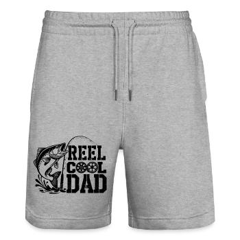 Fishing Angler Fisherman Fish, Reel Cool Dad - Stanley/Stella Trainer Unisex Organic Jogging Shorts - heather grey - Front - Nik (191cm) & Marisol (170cm)