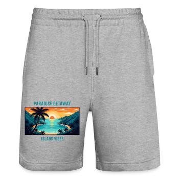 Bahamas Paradies Inseln Tropisch Strand Sonne Palm - Stanley/Stella Unisex Bio Joggingshorts Trainer  - Grau meliert - Vorne - Nik (191cm) & Marisol (170cm)