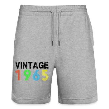Jahrgang 1965 Geschenke zum 60. Geburtstag - Stanley/Stella Unisex Bio Joggingshorts Trainer  - Grau meliert - Vorne - Nik (191cm) & Marisol (170cm)