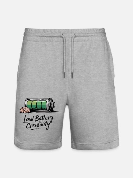 Humour créatif – batterie vide, idées perdues - Short de jogging bio TRAINER Stanley/Stella unisexe - gris chiné