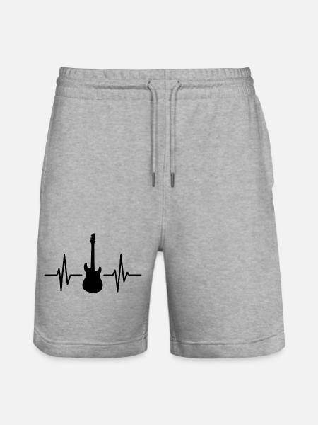 Guitar Pulse Silhouette - Stanley/Stella Trainer Unisex Organic Jogging Shorts - heather grey