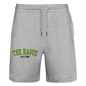 The Hague Est. 1985 - Stanley/Stella Trainer Unisex Organic Jogging Shorts - heather grey - Front - Nik (191cm) & Marisol (170cm)