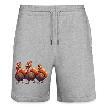 Bébé dinde de Thanksgiving - Short de jogging bio TRAINER Stanley/Stella unisexe - gris chiné - Devant - Nik (191cm) & Marisol (170cm)