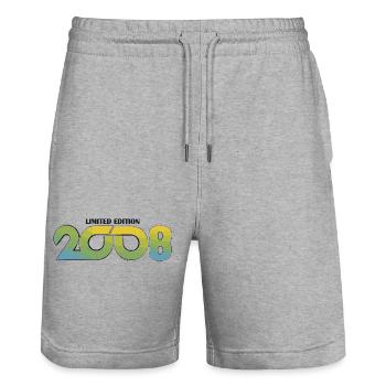 Limitierte Edition 2008 Retro  - Stanley/Stella Unisex Bio Joggingshorts Trainer  - Grau meliert - Vorne - Nik (191cm) & Marisol (170cm)