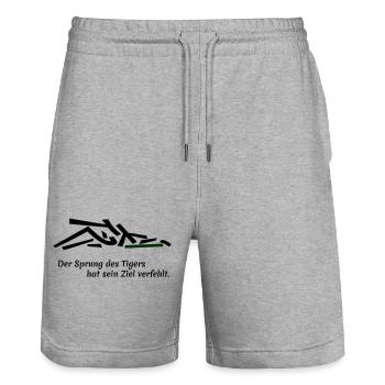The Leap of the Tiger - Stanley/Stella Trainer Unisex Organic Jogging Shorts - heather grey - Front - Nik (191cm) & Marisol (170cm)