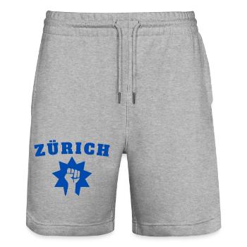 Zurich - Stanley/Stella Trainer Unisex Organic Jogging Shorts - heather grey - Front - Nik (191cm) & Marisol (170cm)
