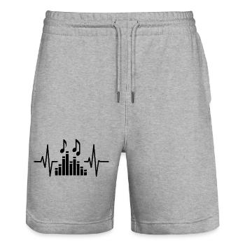 Music Heartbeat, Line Art Design für Musiker - Stanley/Stella Unisex Bio Joggingshorts Trainer  - Grau meliert - Vorne - Nik (191cm) & Marisol (170cm)
