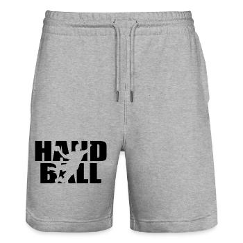 Classic Handball Design – Team Spirit & Power - Stanley/Stella Trainer Unisex Organic Jogging Shorts - heather grey - Front - Nik (191cm) & Marisol (170cm)