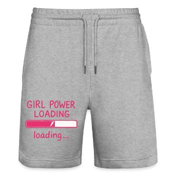 Girl Power Loading Bar - Stanley/Stella Unisex Bio Joggingshorts Trainer  - Grau meliert - Vorne - Nik (191cm) & Marisol (170cm)