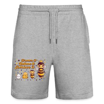 Queen Bee Girl Motivation School Dream - Stanley/Stella Trainer Unisex Organic Jogging Shorts - heather grey - Front - Nik (191cm) & Marisol (170cm)